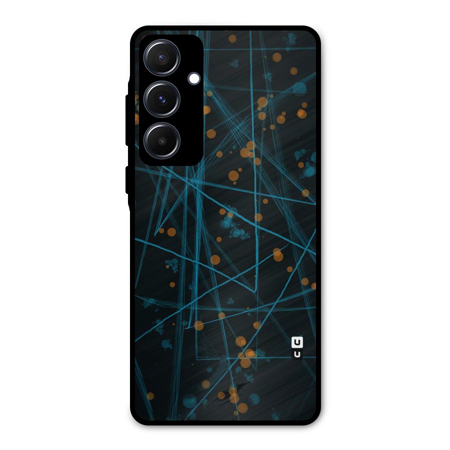 Blue Lines Gold Dots Metal Back Case for Galaxy A55