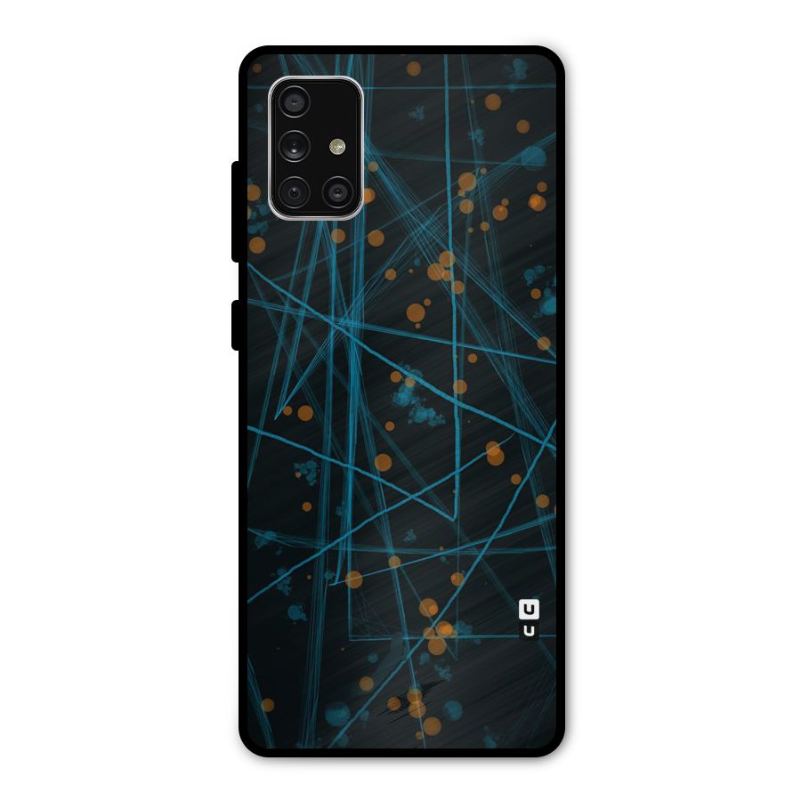 Blue Lines Gold Dots Metal Back Case for Galaxy A71