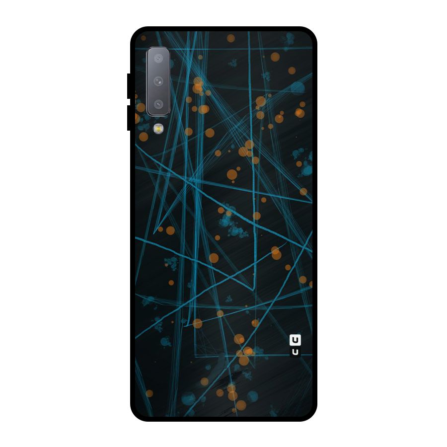 Blue Lines Gold Dots Metal Back Case for Galaxy A7 (2018)