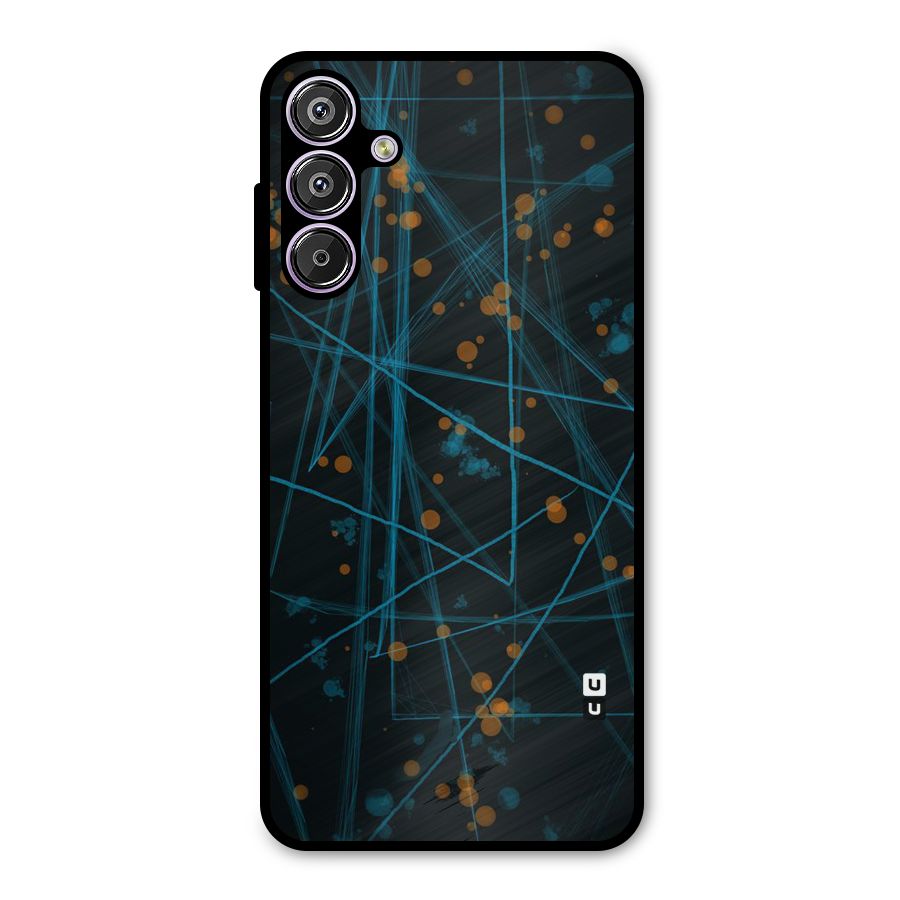 Blue Lines Gold Dots Metal Back Case for Galaxy F15