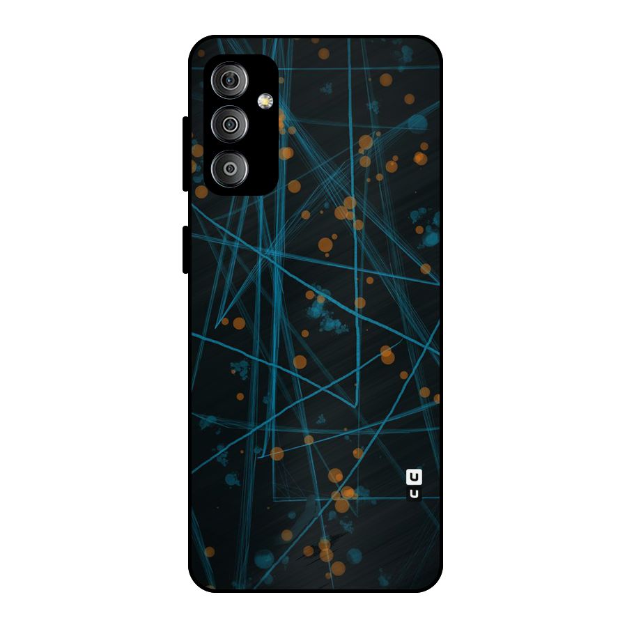 Blue Lines Gold Dots Metal Back Case for Galaxy F23