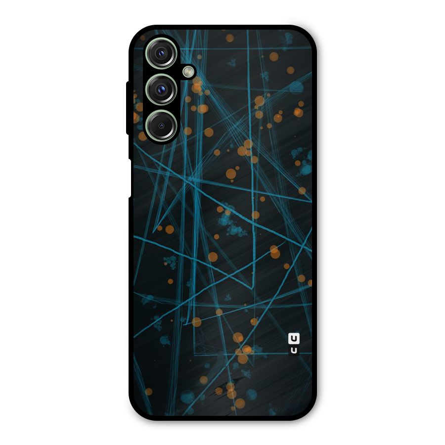 Blue Lines Gold Dots Metal Back Case for Galaxy F34