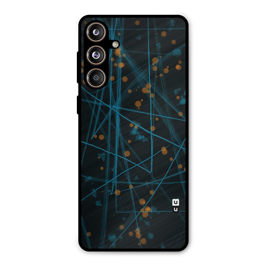 Blue Lines Gold Dots Metal Back Case for Galaxy F55