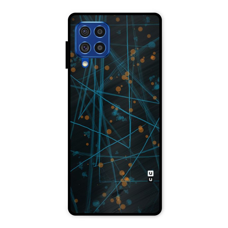 Blue Lines Gold Dots Metal Back Case for Galaxy F62