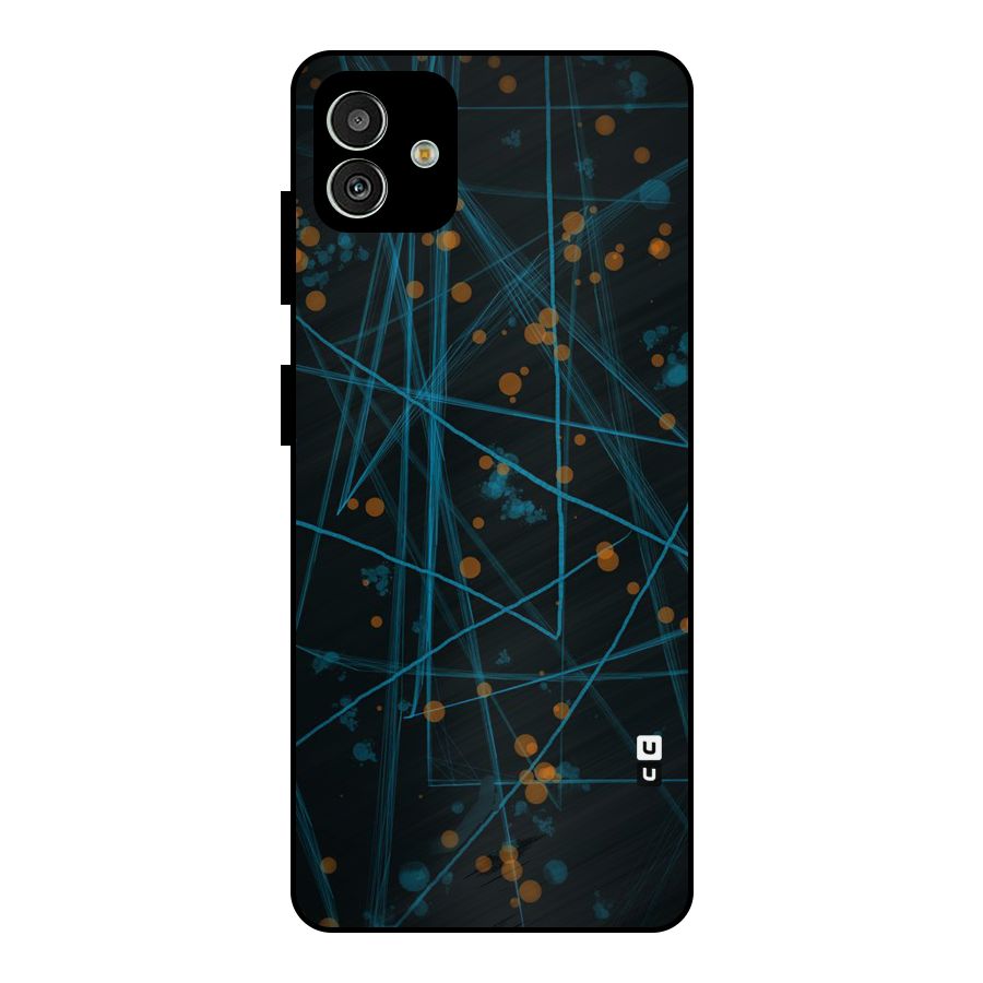 Blue Lines Gold Dots Metal Back Case for Galaxy M13 5G
