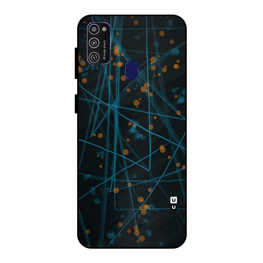 Blue Lines Gold Dots Metal Back Case for Galaxy M30s