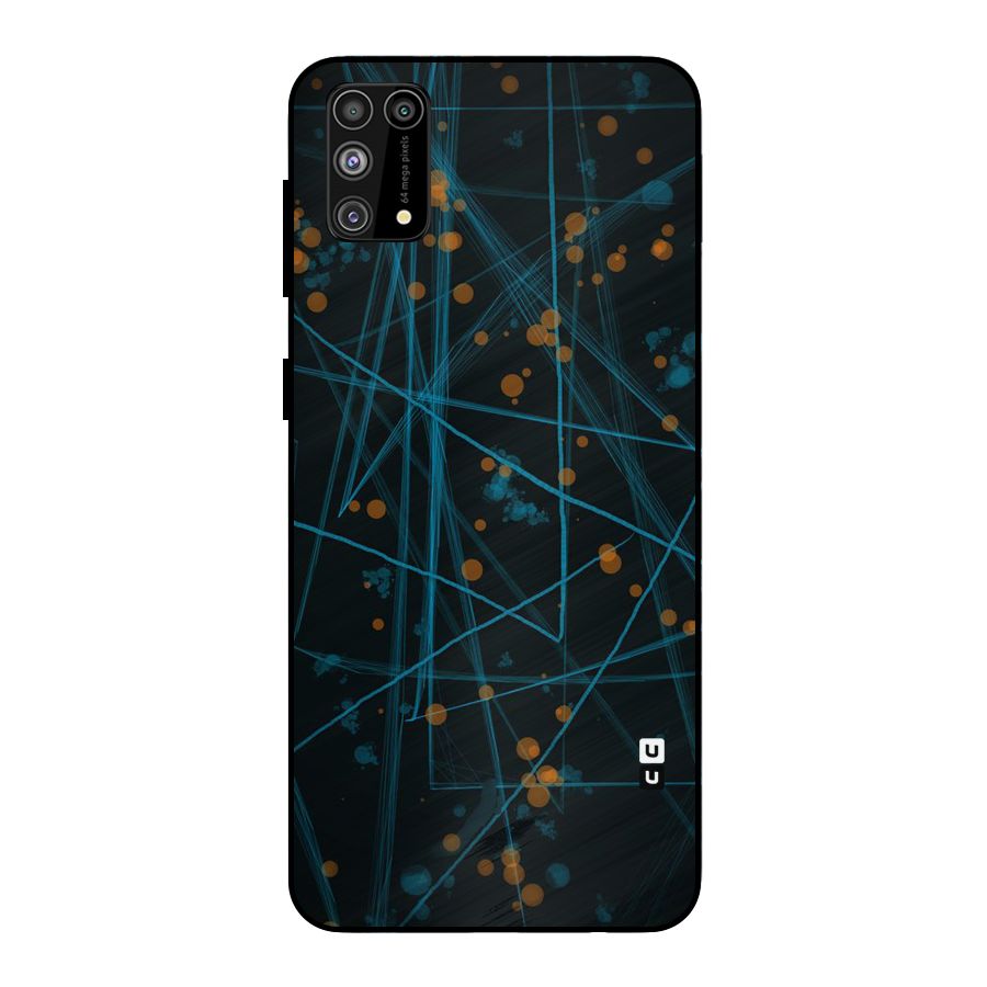Blue Lines Gold Dots Metal Back Case for Galaxy M31