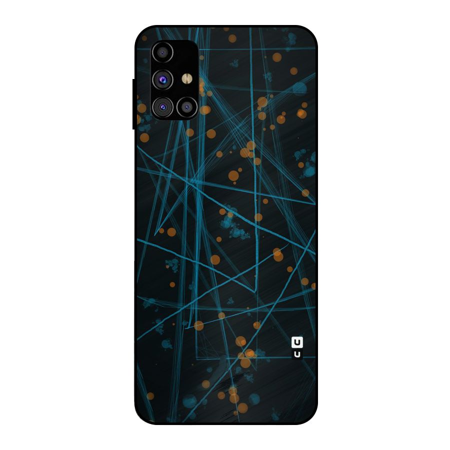 Blue Lines Gold Dots Metal Back Case for Galaxy M31s