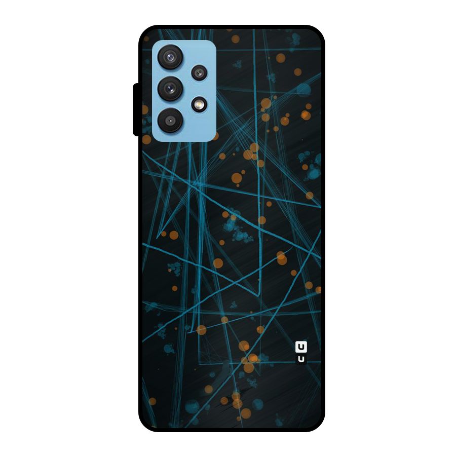 Blue Lines Gold Dots Metal Back Case for Galaxy M32 5G