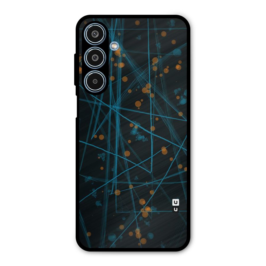 Blue Lines Gold Dots Metal Back Case for Galaxy M35