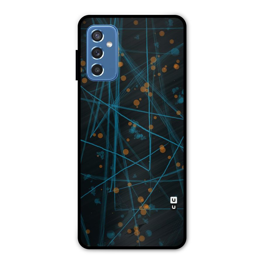 Blue Lines Gold Dots Metal Back Case for Galaxy M52 5G