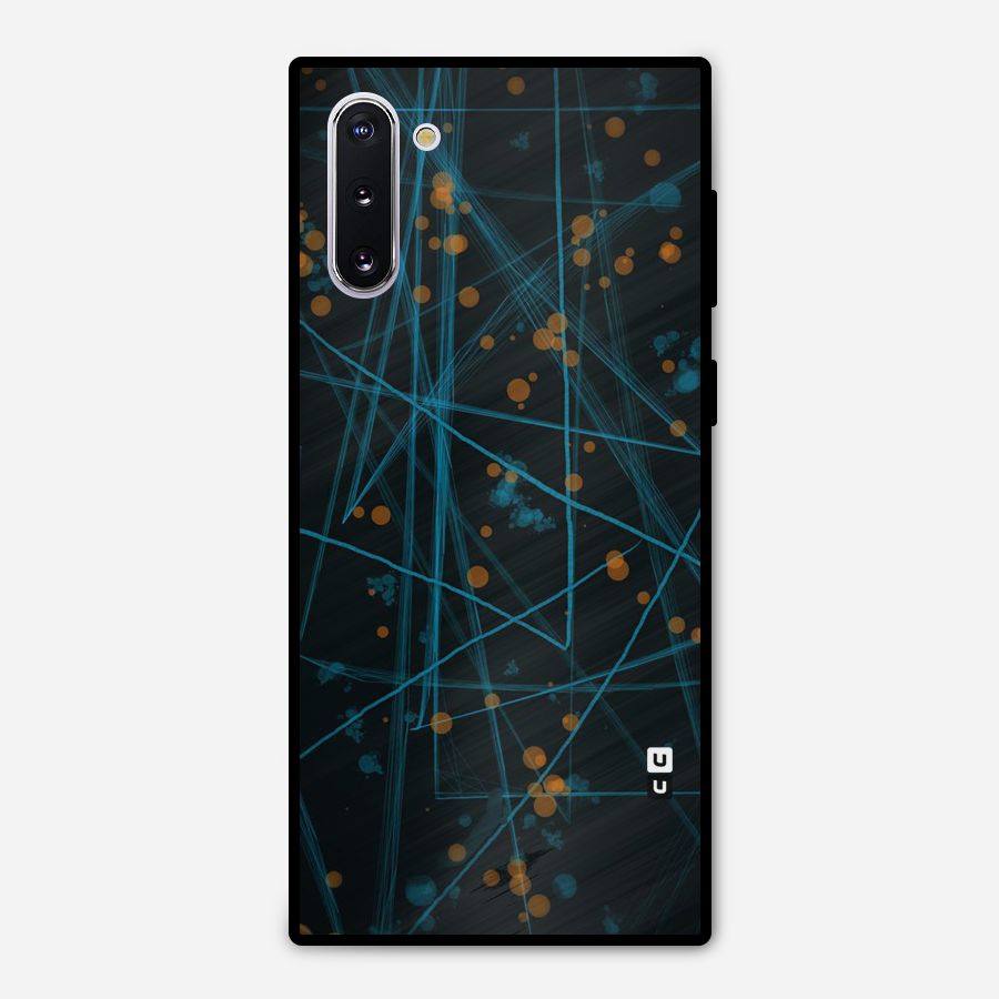 Blue Lines Gold Dots Metal Back Case for Galaxy Note 10