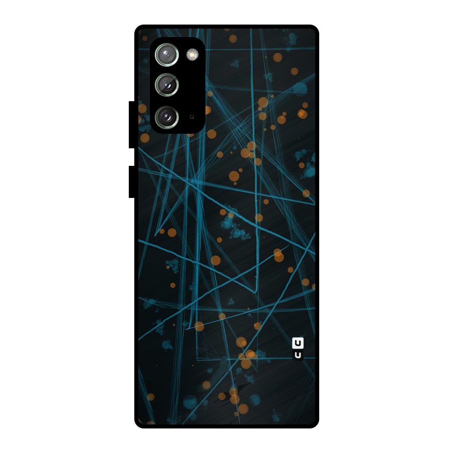 Blue Lines Gold Dots Metal Back Case for Galaxy Note 20