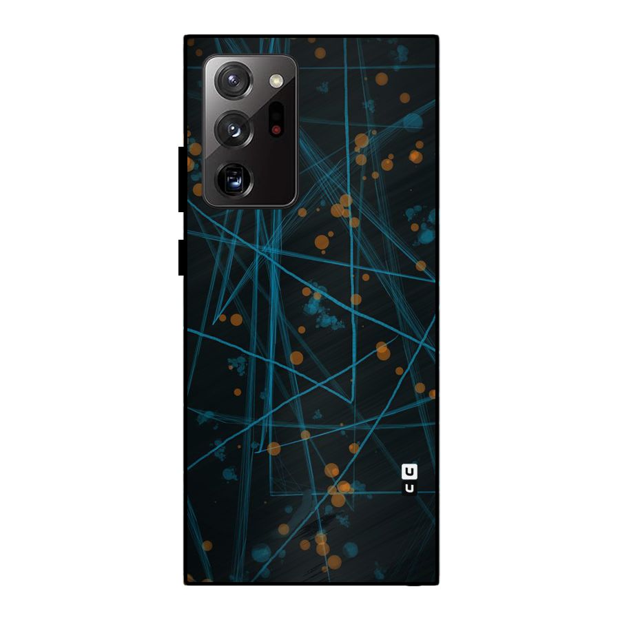 Blue Lines Gold Dots Metal Back Case for Galaxy Note 20 Ultra