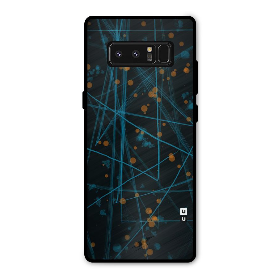 Blue Lines Gold Dots Metal Back Case for Galaxy Note 8