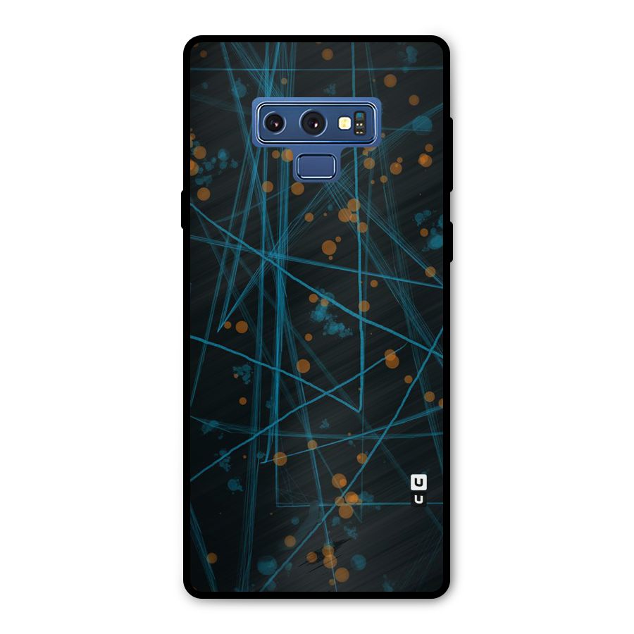Blue Lines Gold Dots Metal Back Case for Galaxy Note 9