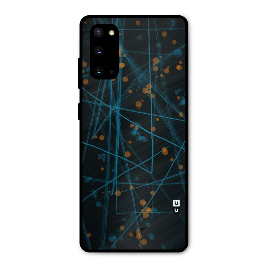 Blue Lines Gold Dots Metal Back Case for Galaxy S20