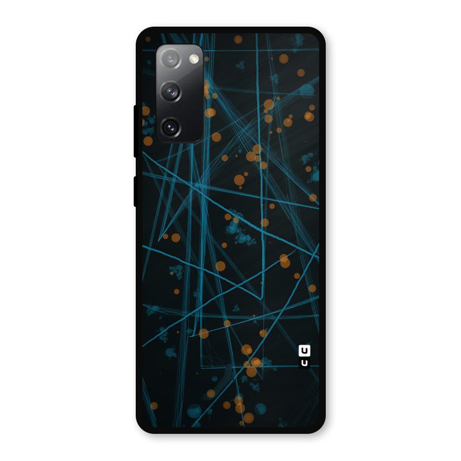 Blue Lines Gold Dots Metal Back Case for Galaxy S20 FE 5G