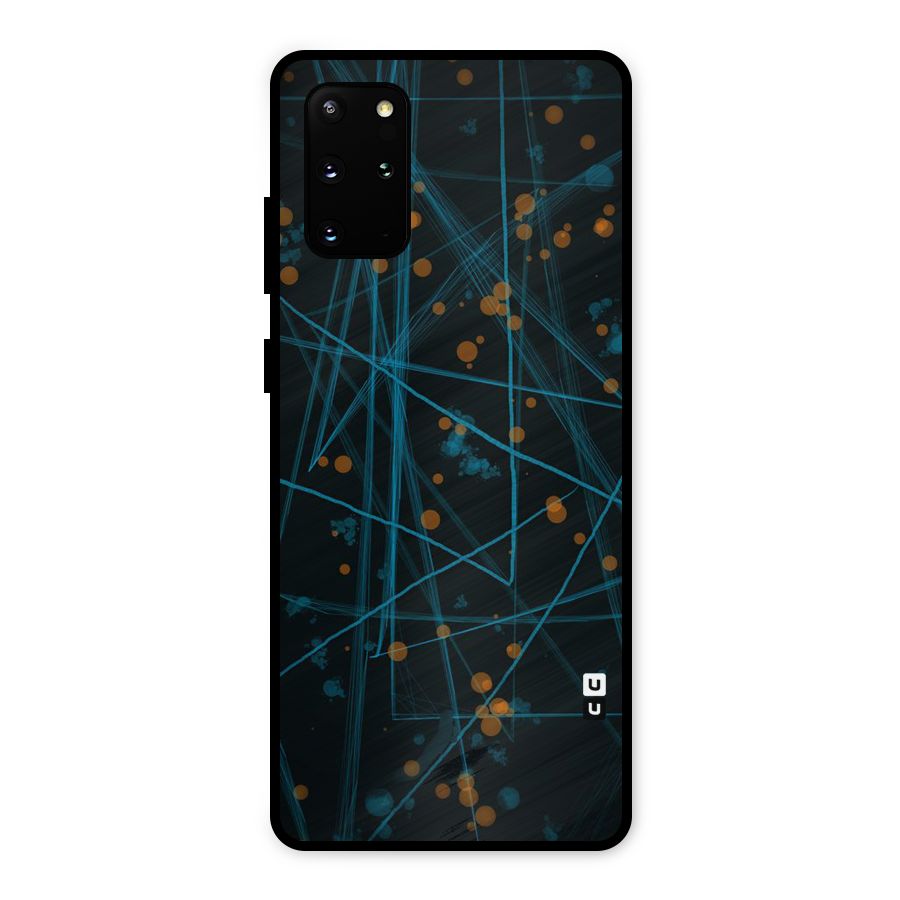 Blue Lines Gold Dots Metal Back Case for Galaxy S20 Plus