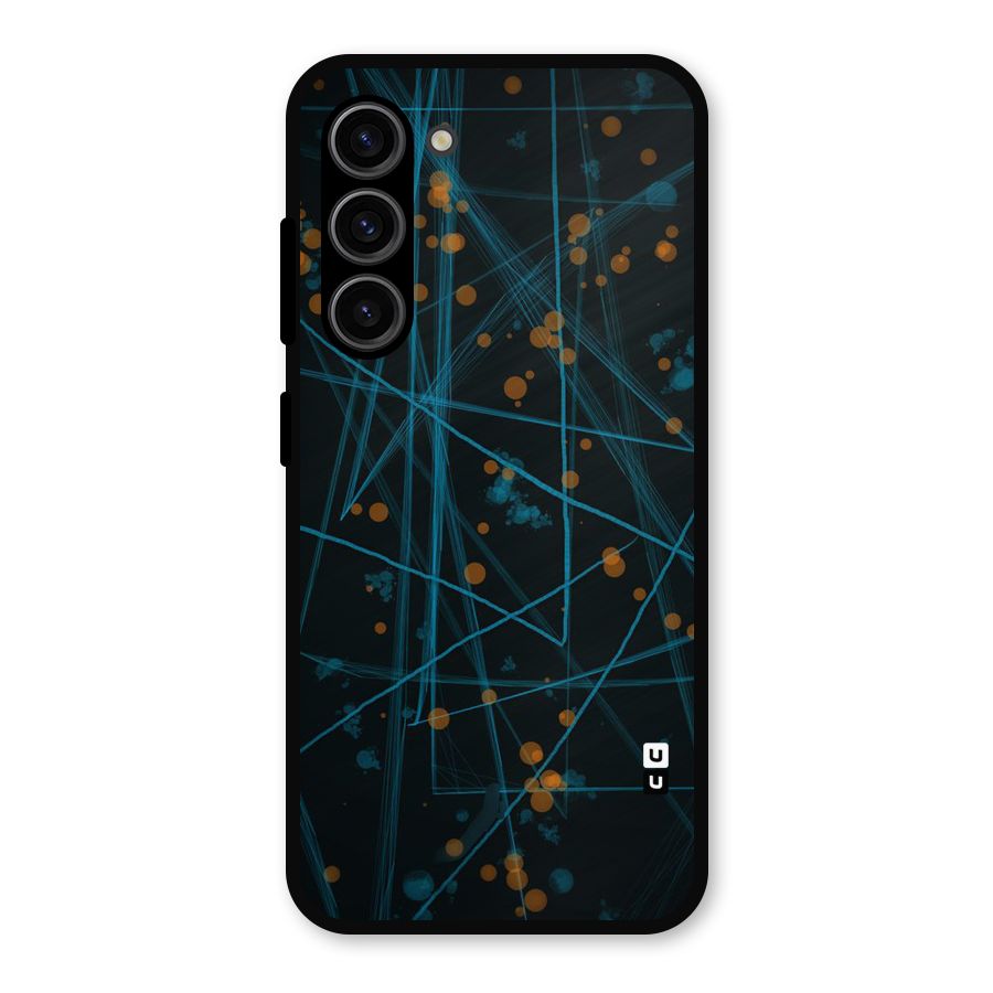 Blue Lines Gold Dots Metal Back Case for Galaxy S23