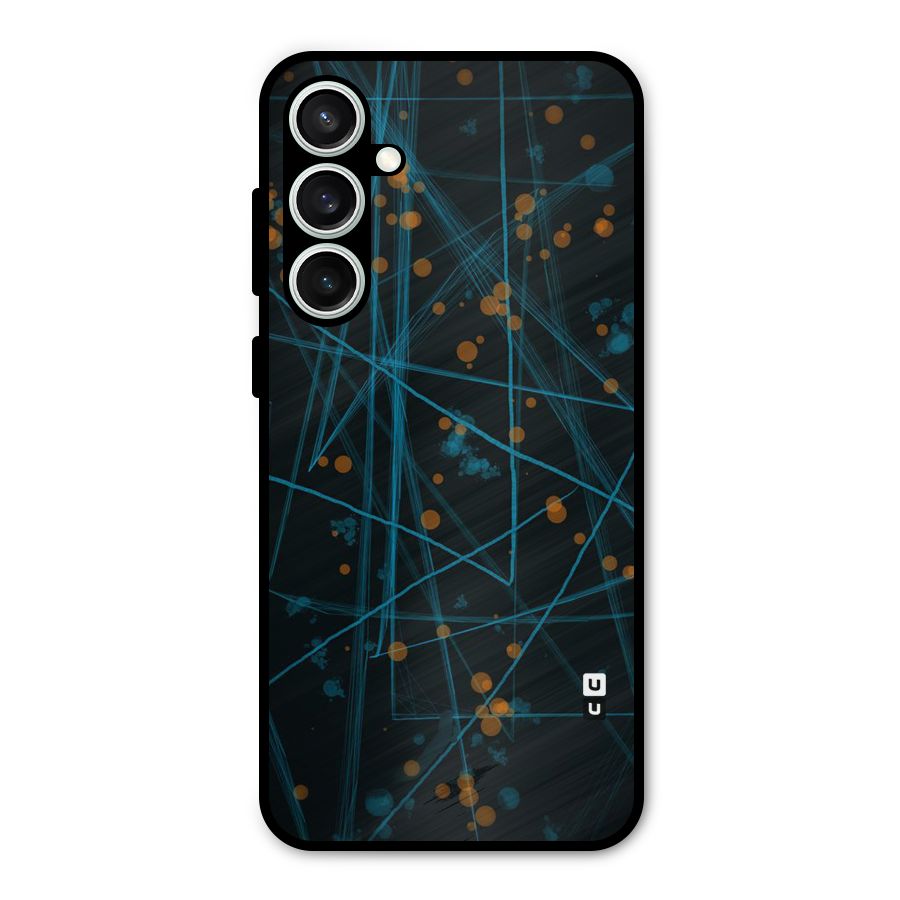 Blue Lines Gold Dots Metal Back Case for Galaxy S23 FE