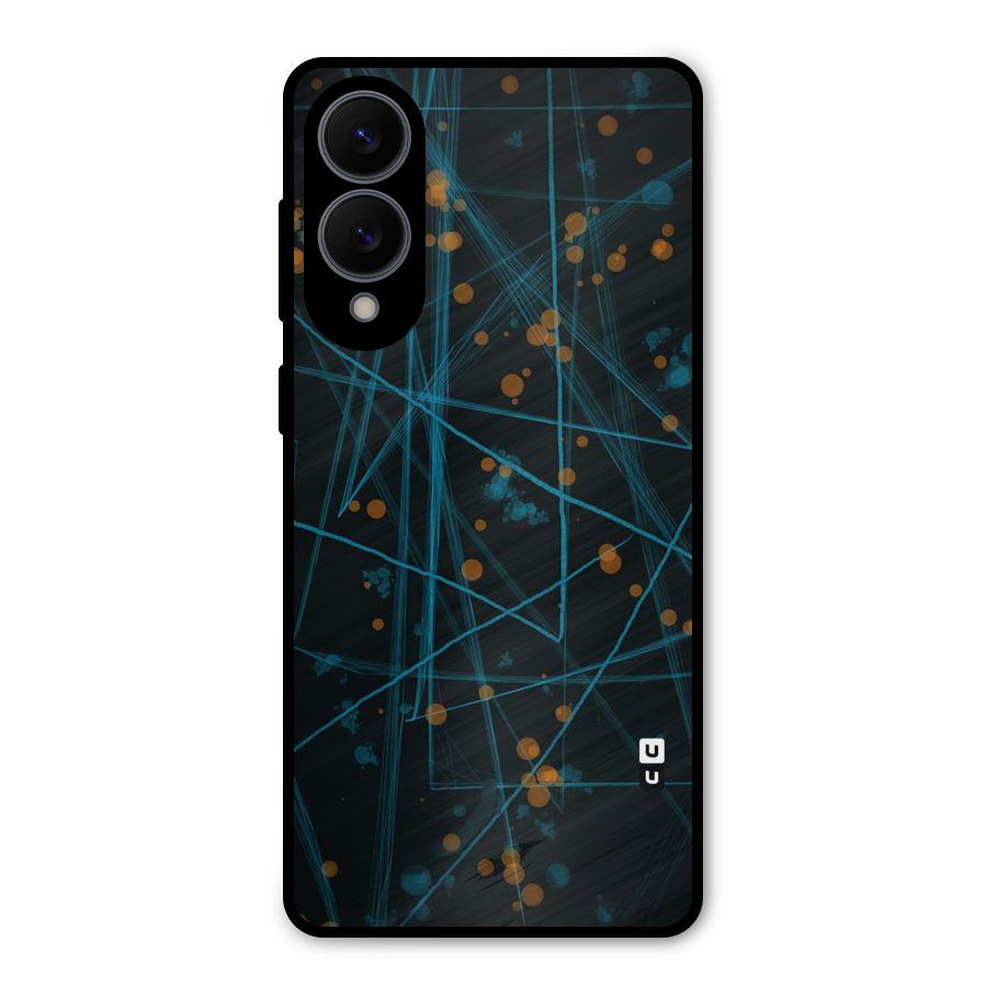 Blue Lines Gold Dots Metal Back Case for Galaxy S25 Edge