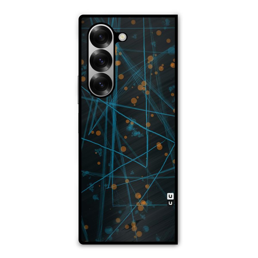 Blue Lines Gold Dots Metal Back Case for Galaxy Z Fold6