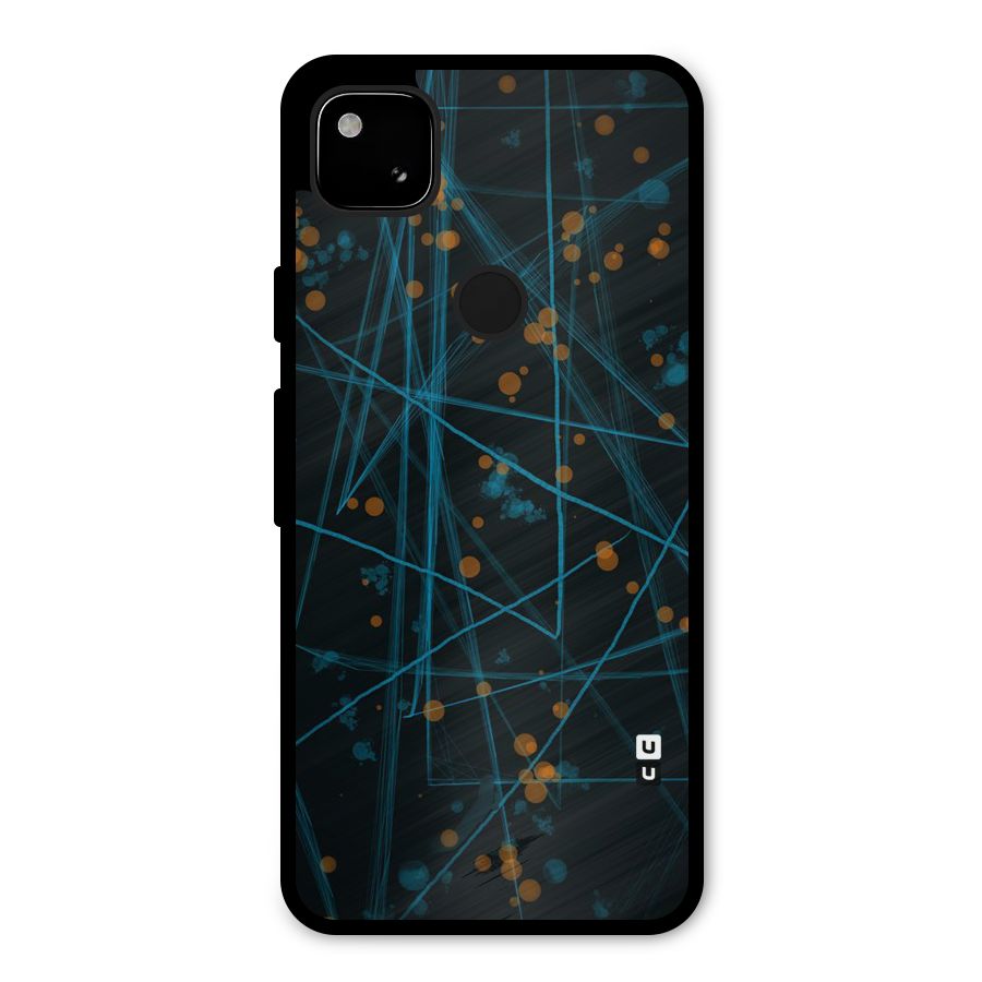 Blue Lines Gold Dots Metal Back Case for Google Pixel 4a