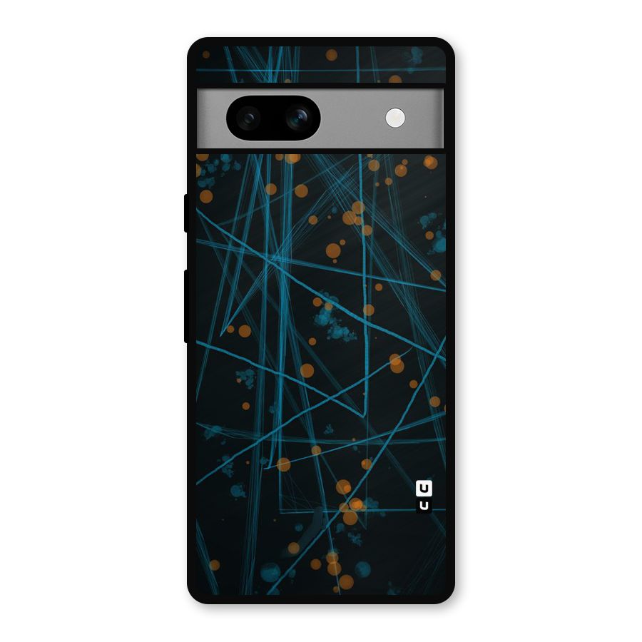 Blue Lines Gold Dots Metal Back Case for Google Pixel 7a