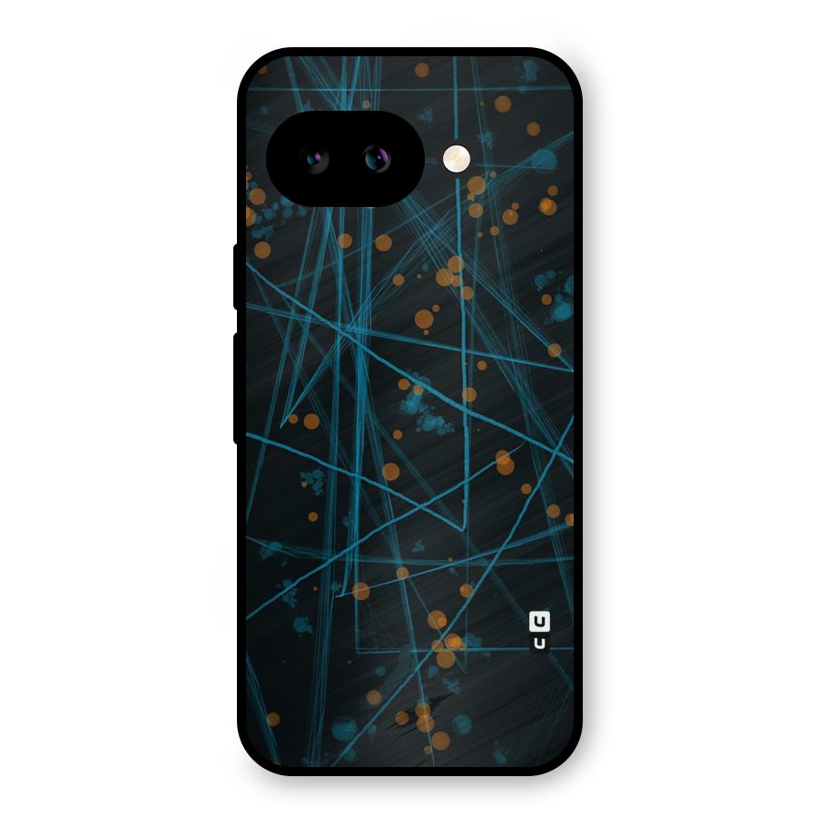 Blue Lines Gold Dots Metal Back Case for Google Pixel 9a