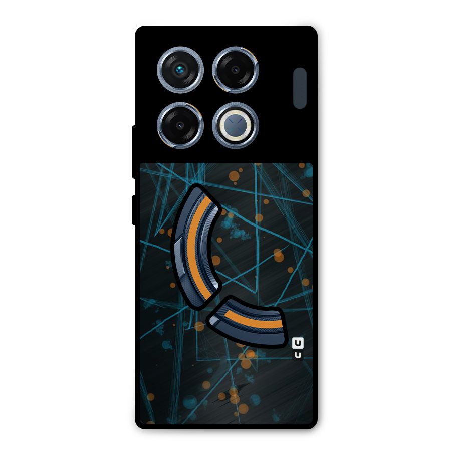 Blue Lines Gold Dots Metal Back Case for Infinix GT 20 Pro