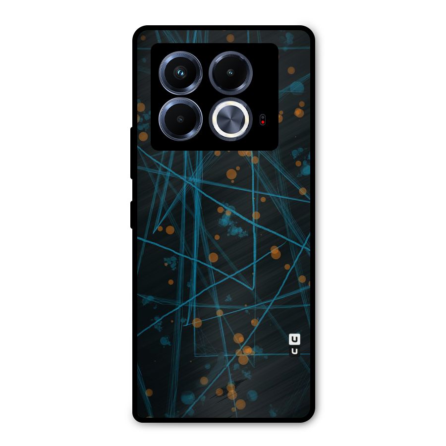Blue Lines Gold Dots Metal Back Case for Infinix Note 40 5G