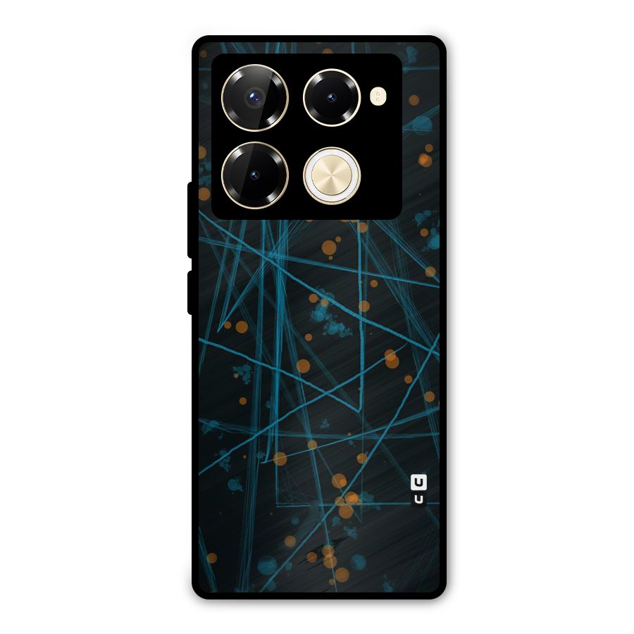 Blue Lines Gold Dots Metal Back Case for Infinix Note 40 Pro Plus