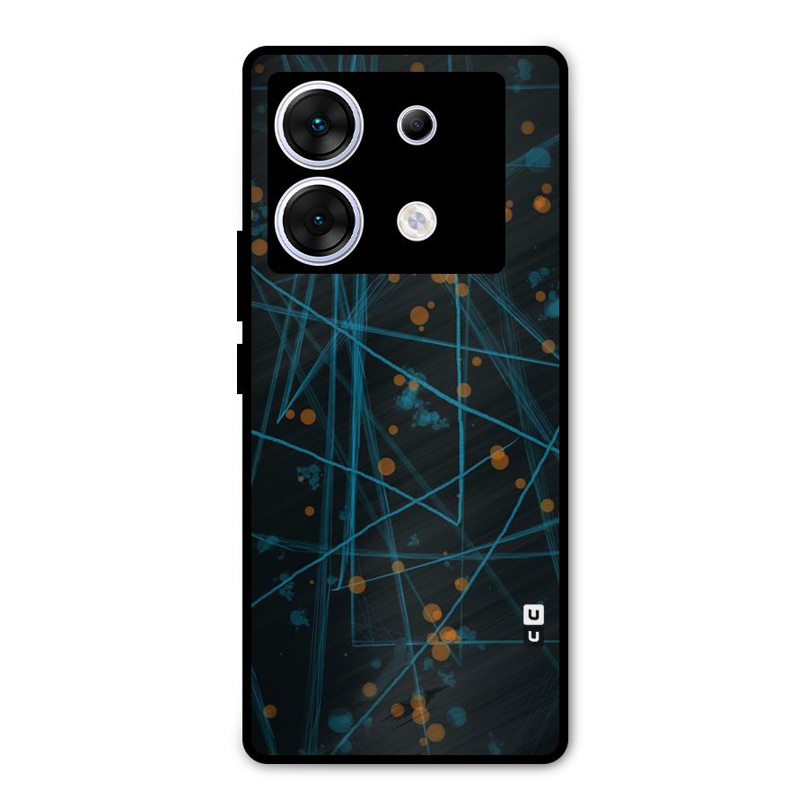 Blue Lines Gold Dots Metal Back Case for Infinix Zero 30 5G