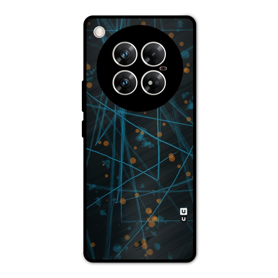 Blue Lines Gold Dots Metal Back Case for Infinix Zero 40 5G