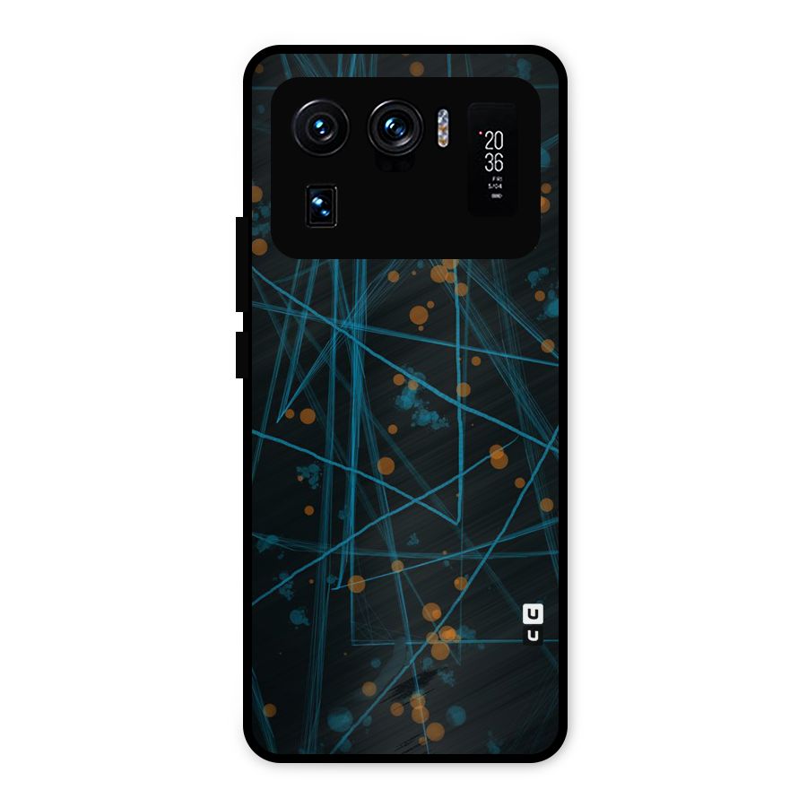 Blue Lines Gold Dots Metal Back Case for Mi 11 Ultra