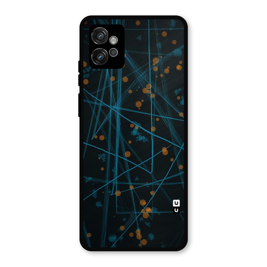 Blue Lines Gold Dots Metal Back Case for Moto G32