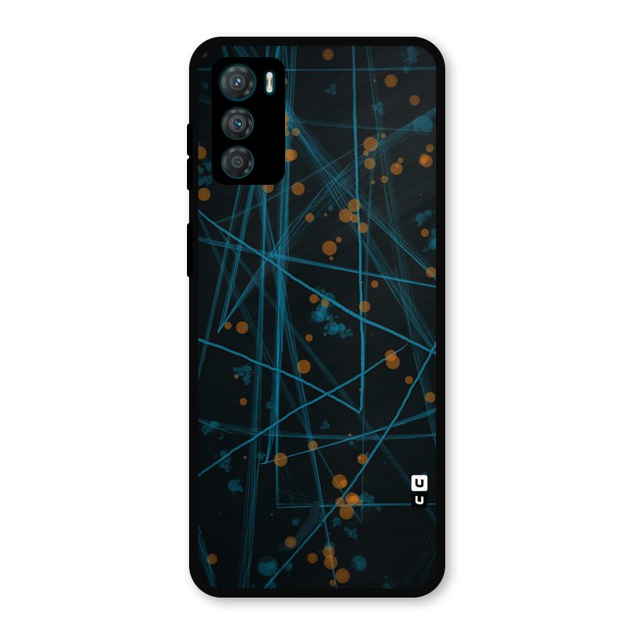 Blue Lines Gold Dots Metal Back Case for Moto G42