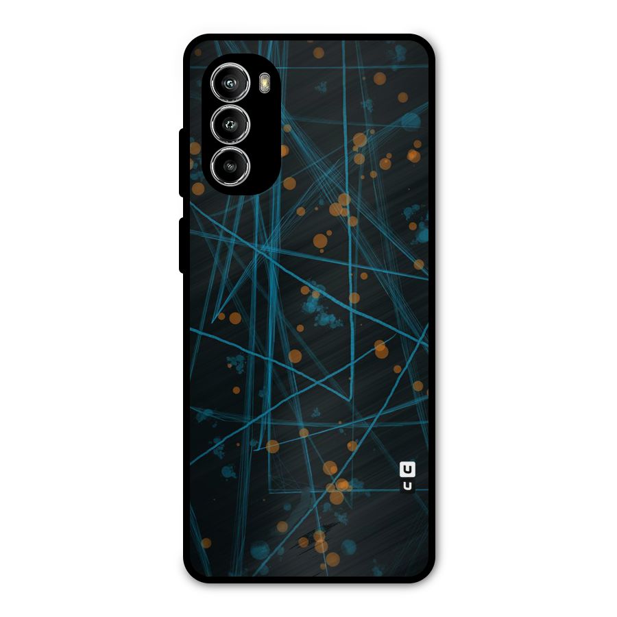 Blue Lines Gold Dots Metal Back Case for Moto G52