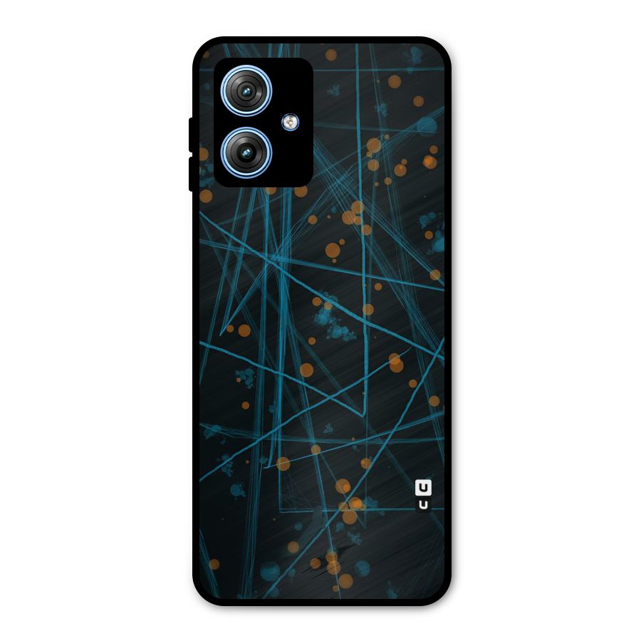 Blue Lines Gold Dots Metal Back Case for Moto G54