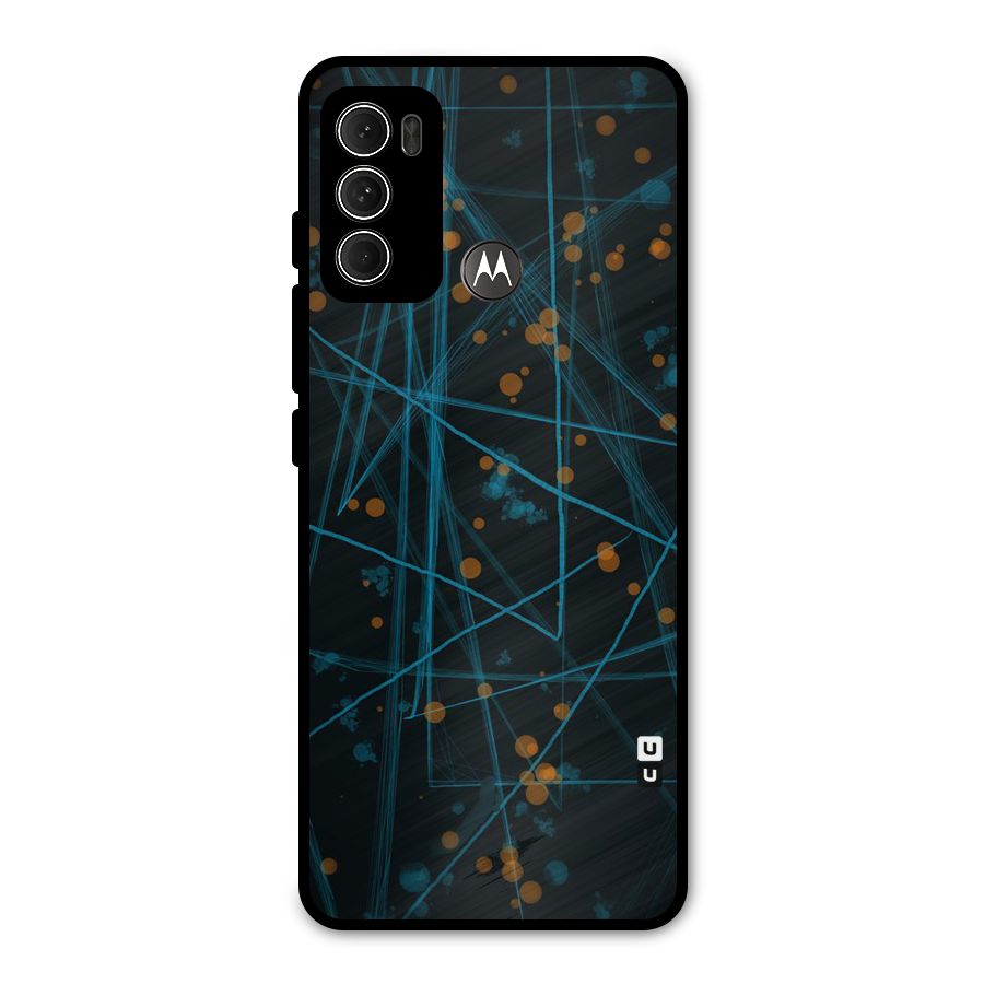 Blue Lines Gold Dots Metal Back Case for Moto G60