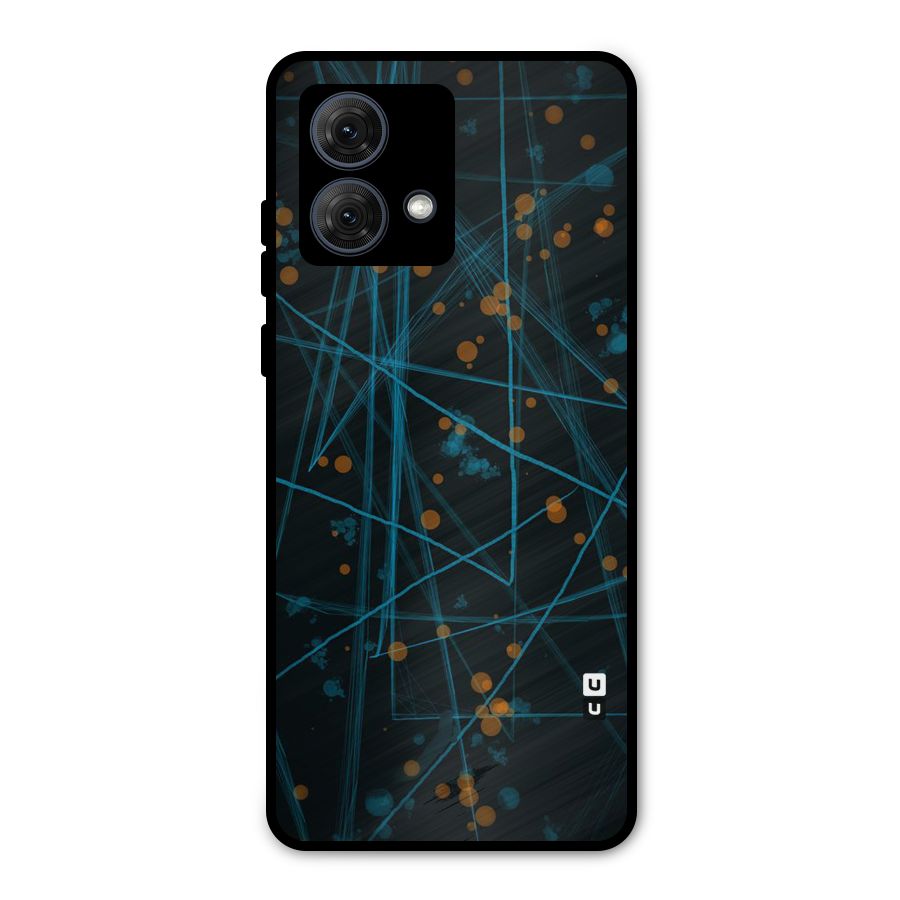 Blue Lines Gold Dots Metal Back Case for Moto G84