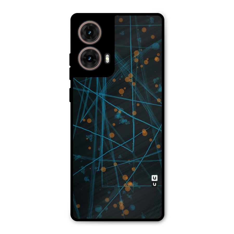 Blue Lines Gold Dots Metal Back Case for Moto G85