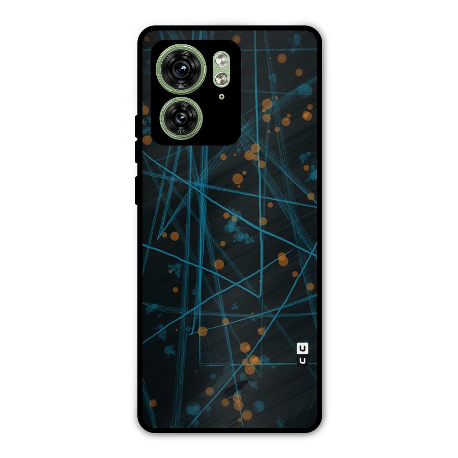 Blue Lines Gold Dots Metal Back Case for Motorola Edge 40 5G