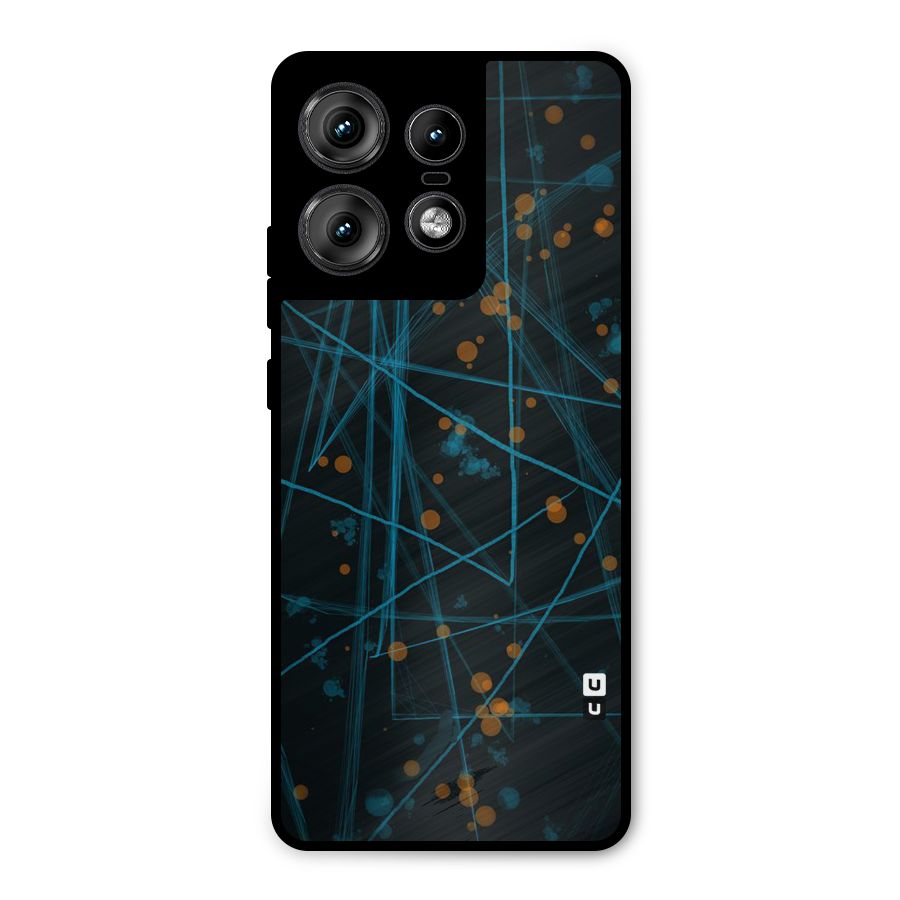 Blue Lines Gold Dots Metal Back Case for Motorola Edge 50 Pro
