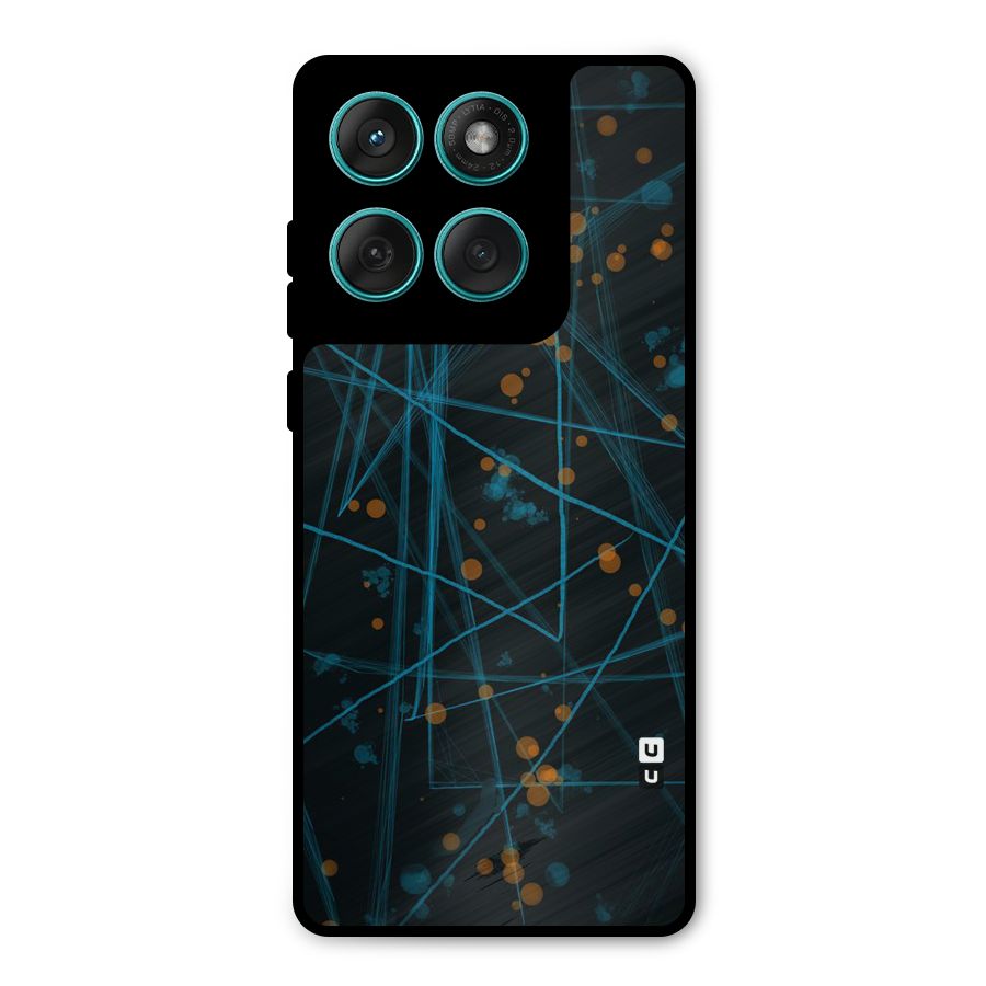 Blue Lines Gold Dots Metal Back Case for Motorola Edge 60