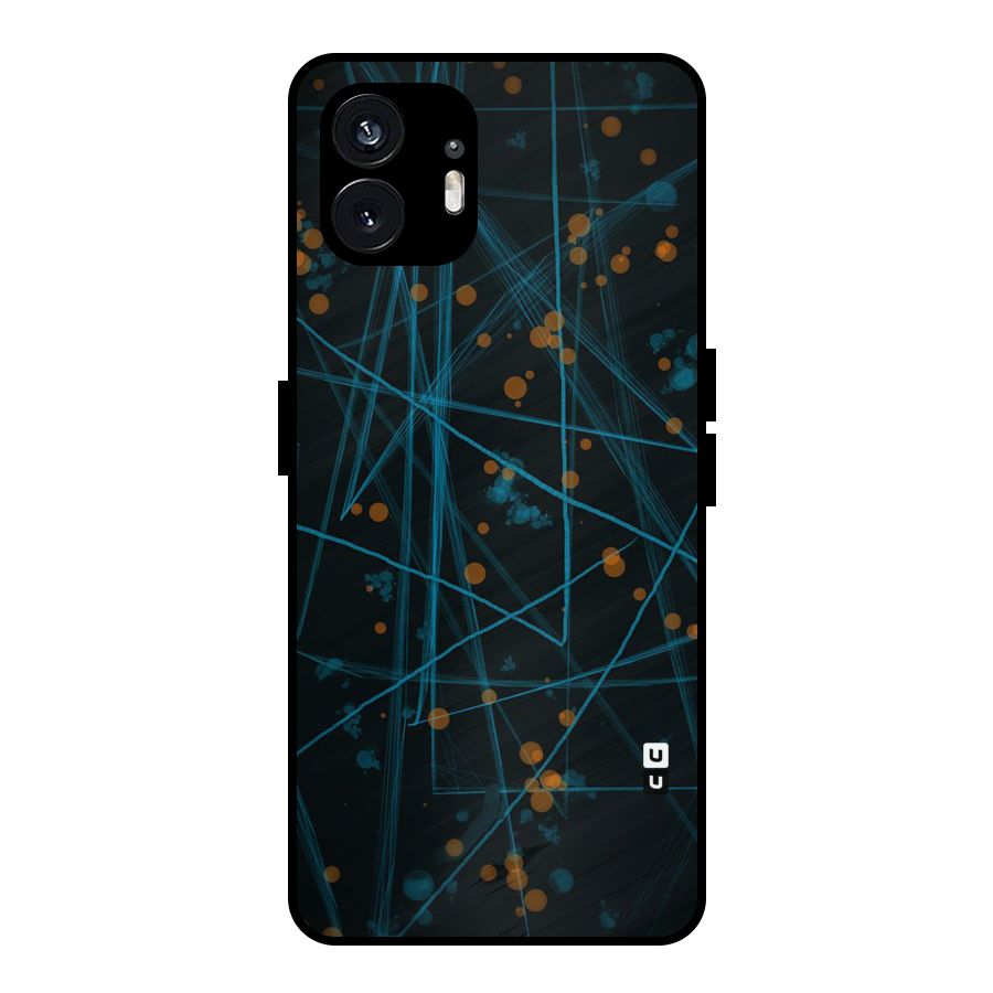 Blue Lines Gold Dots Metal Back Case for Nothing Phone 2