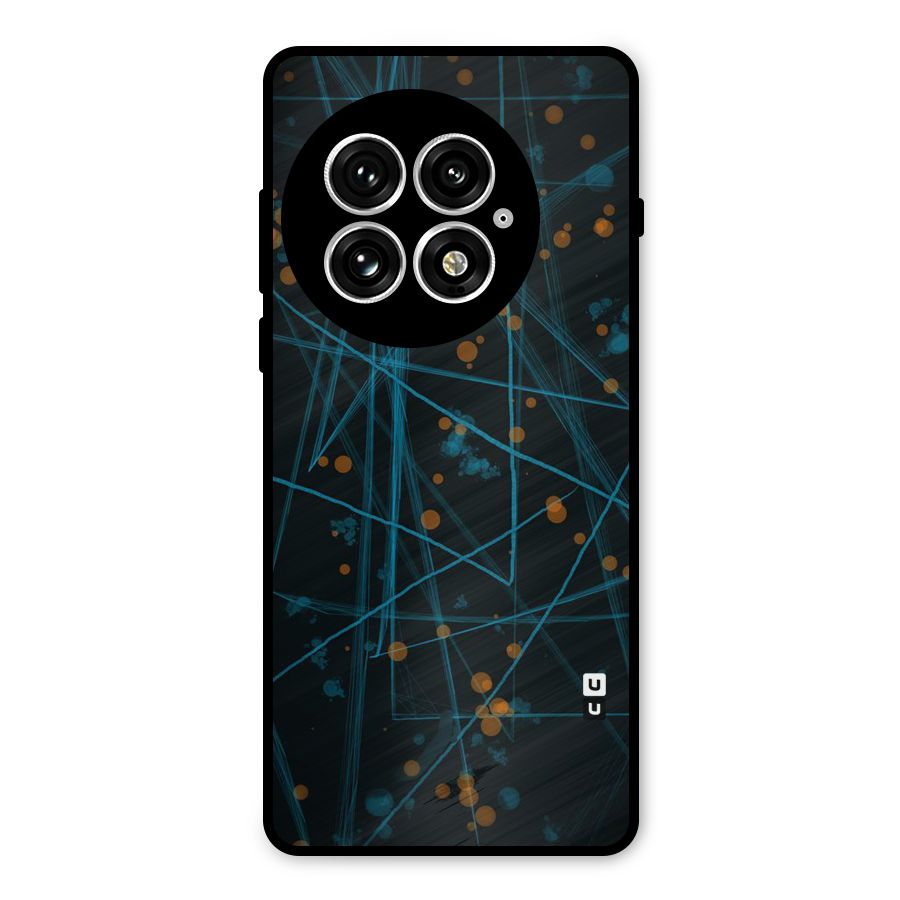 Blue Lines Gold Dots Metal Back Case for OnePlus 13