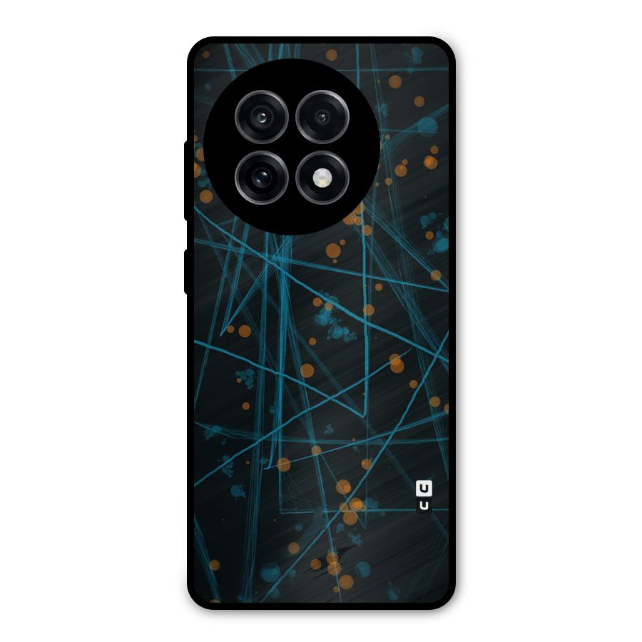 Blue Lines Gold Dots Metal Back Case for OnePlus 13R