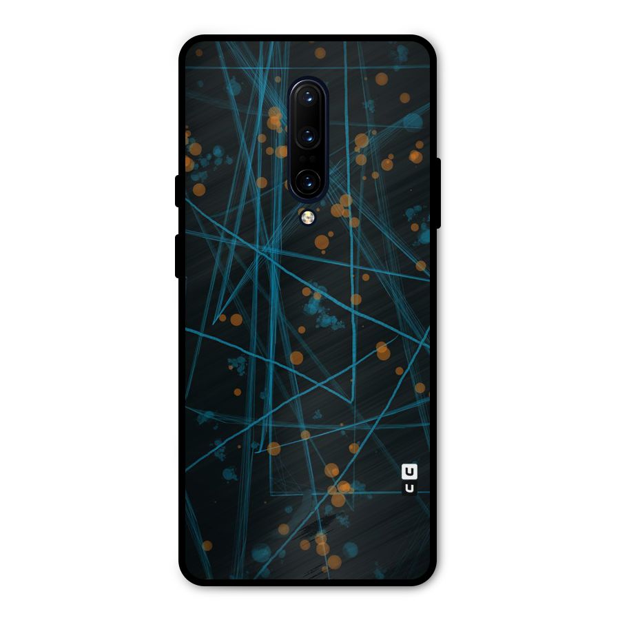 Blue Lines Gold Dots Metal Back Case for OnePlus 7 Pro